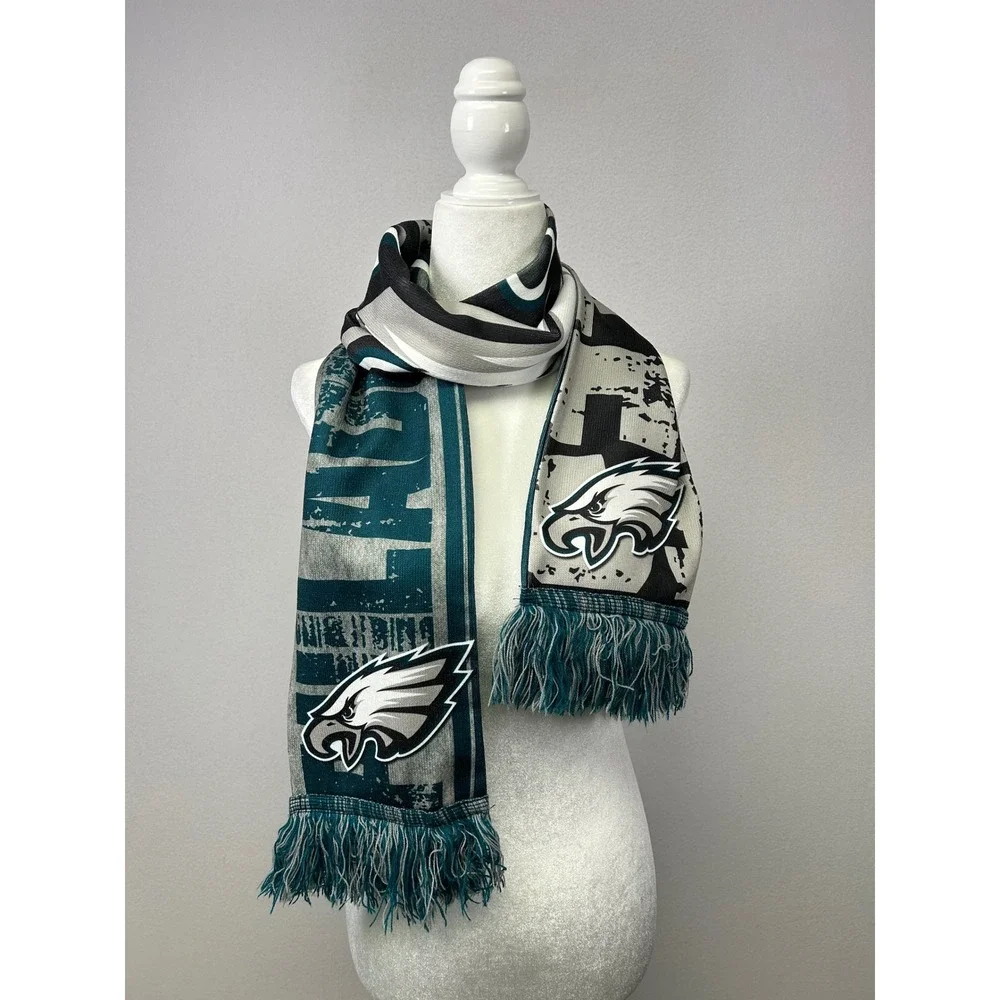 Gameday NFL Philadelphia Eagles Unisex OS‎ Green Silver Knit Fringed Fan Scarf